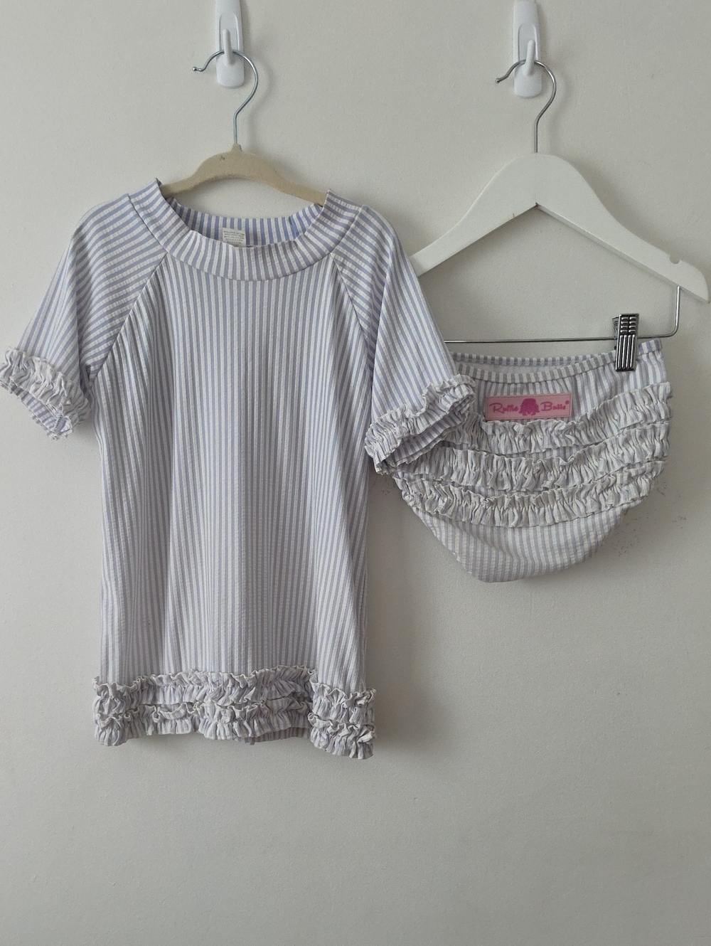 Ruffle Butts Girl's Two Piece Swim Set Size 6 Yrs Seersucker Stripes